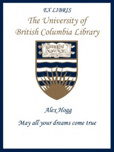 UBC Bookplate for Alex Hogg