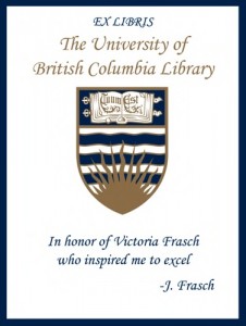 UBC Bookplate for Victoria Frasch