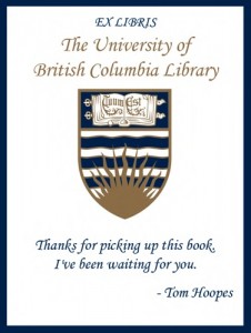 UBC Bookplate from Tom Hoopes