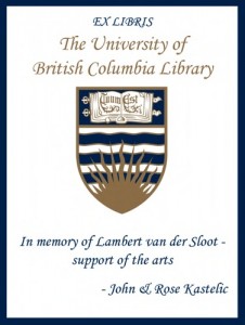 UBC Bookplate for Lambert van der Sloot
