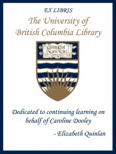 UBC Bookplate for Caroline Dooley