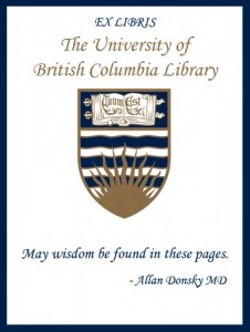 UBC Bookplate from Allan Donsky MD