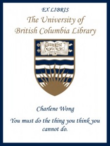 UBC Bookplate for Charlene Wong