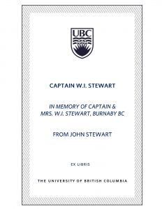 UBC Bookplate from John Stewart