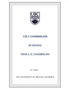 UBC Bookplate from S.R. Chamberlain