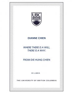 UBC Bookplate from Die Hung Chien