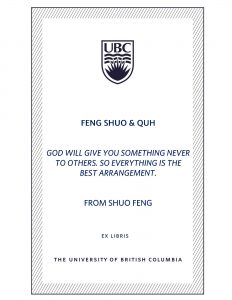 UBC Bookplate from Shuo Feng