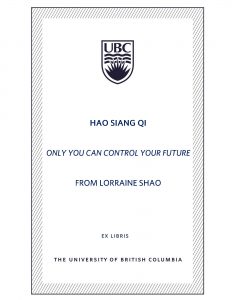 UBC Bookplate from Lorraine Shao