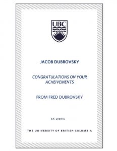 UBC Bookplate from Fred Dubrovsky