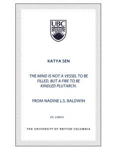 UBC Bookplate from Maya Sen