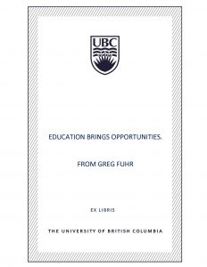 UBC Bookplate from Greg Fuhr