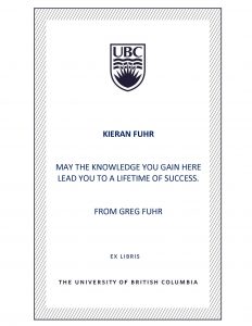 UBC Bookplate from Greg Fuhr