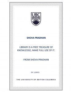 UBC Bookplate from Shova Pradhan