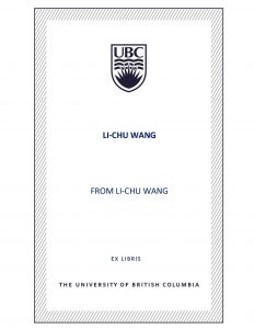 UBC Bookplate from Li-Chu Wang