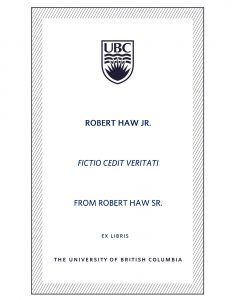 UBC Bookplate from Robert Haw Sr.