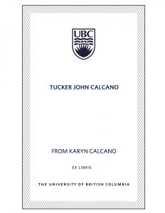 UBC Bookplate from Karyn Calcano