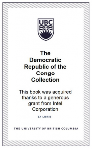 UBC Bookplate for Intel Democratic Republic of the Congo Collection